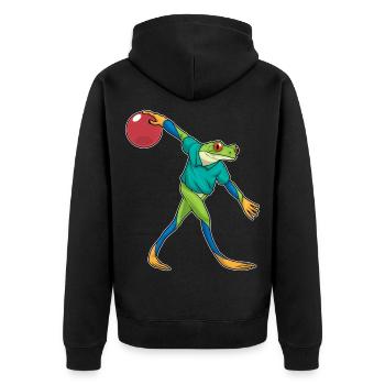 Frog Bowling Bowling Ball - Unisex Premium Organic Zip Hoodie - black - Back - Nico (187cm)