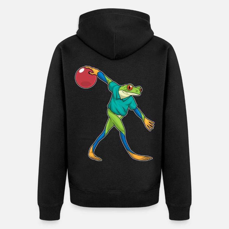 Frosch Bowling Bowlingkugel - Unisex Premium Bio Zip Hoodie - Schwarz