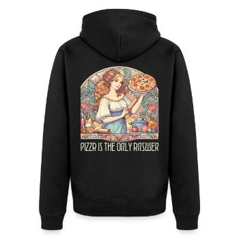 La pizza est la seule réponse Cadeau drôle - Veste à capuche bio Premium Unisexe - noir - Dos - Nico (187cm)