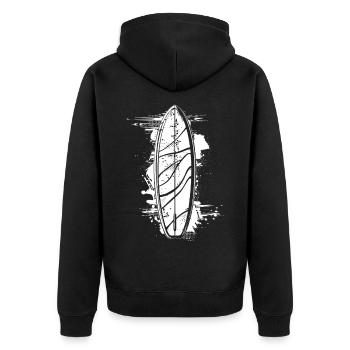 Surfbrett Streetart - Unisex Premium Bio Zip Hoodie - Schwarz - Hinten - Nico (187cm)