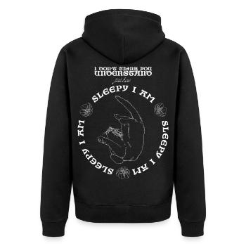 SLEEPY - Unisex Premium Organic Zip Hoodie - black - Back - Nico (187cm)