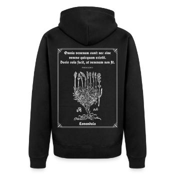 Citation latine de Paracelse – Illustration de lavande - Veste à capuche bio Premium Unisexe - noir - Dos - Nico (187cm)