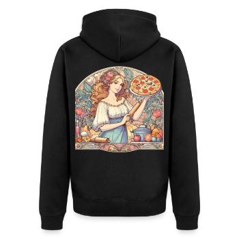 Pizzaïolo Art Nouveau Délicieux Cadeau Pizza - Veste à capuche bio Premium Unisexe - noir - Dos - Nico (187cm)