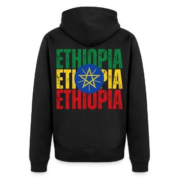 Drapeau éthiopien, fierté éthiopienne - Veste à capuche bio Premium Unisexe - noir - Dos - Nico (187cm)