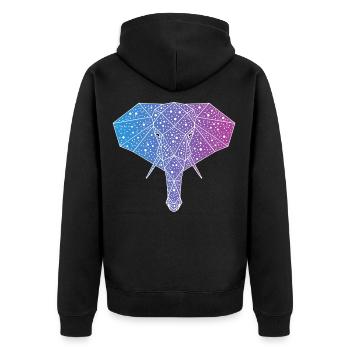 Galaktischer Elefant - Unisex Premium Bio Zip Hoodie - Schwarz - Hinten - Nico (187cm)