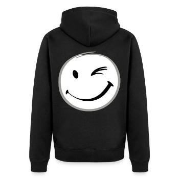 Clin d’œil sourire - Veste à capuche bio Premium Unisexe - noir - Dos - Nico (187cm)
