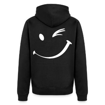 Clin d’œil, sourire clignant de l’œil - Veste à capuche bio Premium Unisexe - noir - Dos - Nico (187cm)