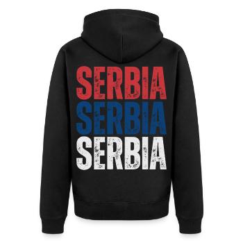 Fierté serbe, drapeau de la Serbie - Veste à capuche bio Premium Unisexe - noir - Dos - Nico (187cm)