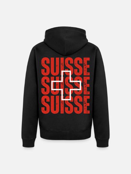 Drapeau de la Suisse, fierté suisse - Veste à capuche bio Premium Unisexe - noir