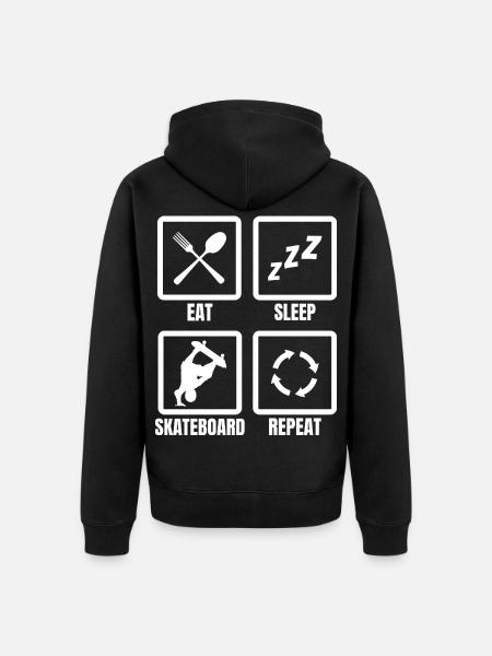 Eat Sleep Skateboard Repeat - Unisex Premium Organic Zip Hoodie - black