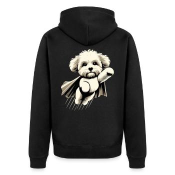 Super Dog Maltipoo Moodle Multipoo Gift - Unisex Premium Organic Zip Hoodie - black - Back - Nico (187cm)