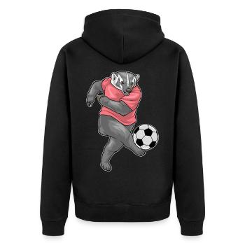 Dachs Fußballspieler Fußball - Unisex Premium Bio Zip Hoodie - Schwarz - Hinten - Nico (187cm)
