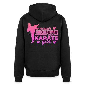 Ne sous-estimez jamais une fille de karaté - Veste à capuche bio Premium Unisexe - noir - Dos - Nico (187cm)