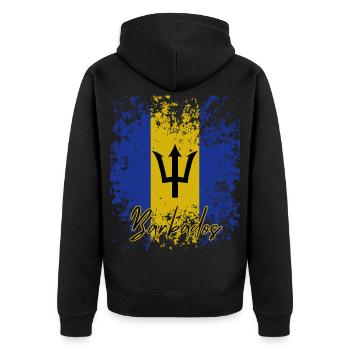 Flagge von Barbados, Barbados-Stolz - Unisex Premium Bio Zip Hoodie - Schwarz - Hinten - Nico (187cm)