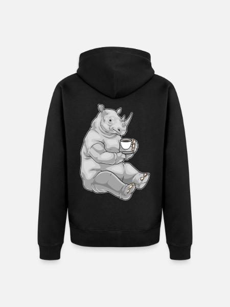 Rhino Coffee Mug - Unisex Premium Organic Zip Hoodie - black