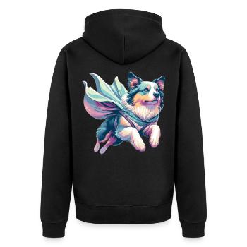 Super Dog Australian Shepherd Sheppie Gift - Unisex Premium Organic Zip Hoodie - black - Back - Nico (187cm)