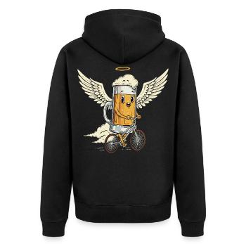 Lustig Bier Fahrrad Engel Männertag Vatertag Tour - Unisex Premium Bio Zip Hoodie - Schwarz - Hinten - Nico (187cm)