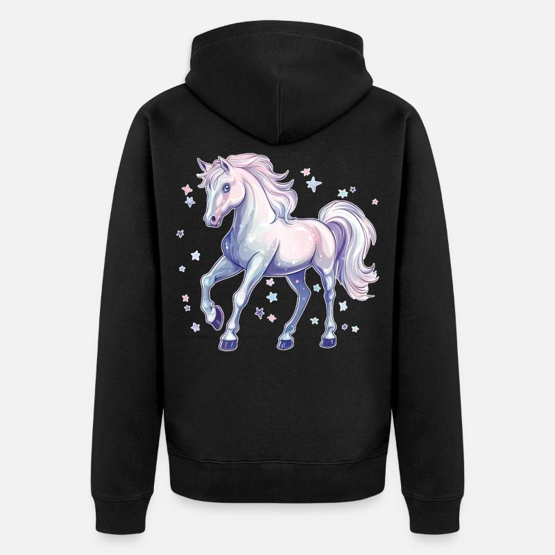 Cheval avec des étoiles - Veste à capuche bio Premium Unisexe - noir