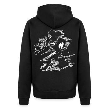 Rugby player - Unisex Premium Organic Zip Hoodie - black - Back - Nico (187cm)