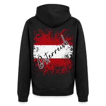 Flag of Austria, Austrian pride - Unisex Premium Organic Zip Hoodie - black - Back - Nico (187cm)