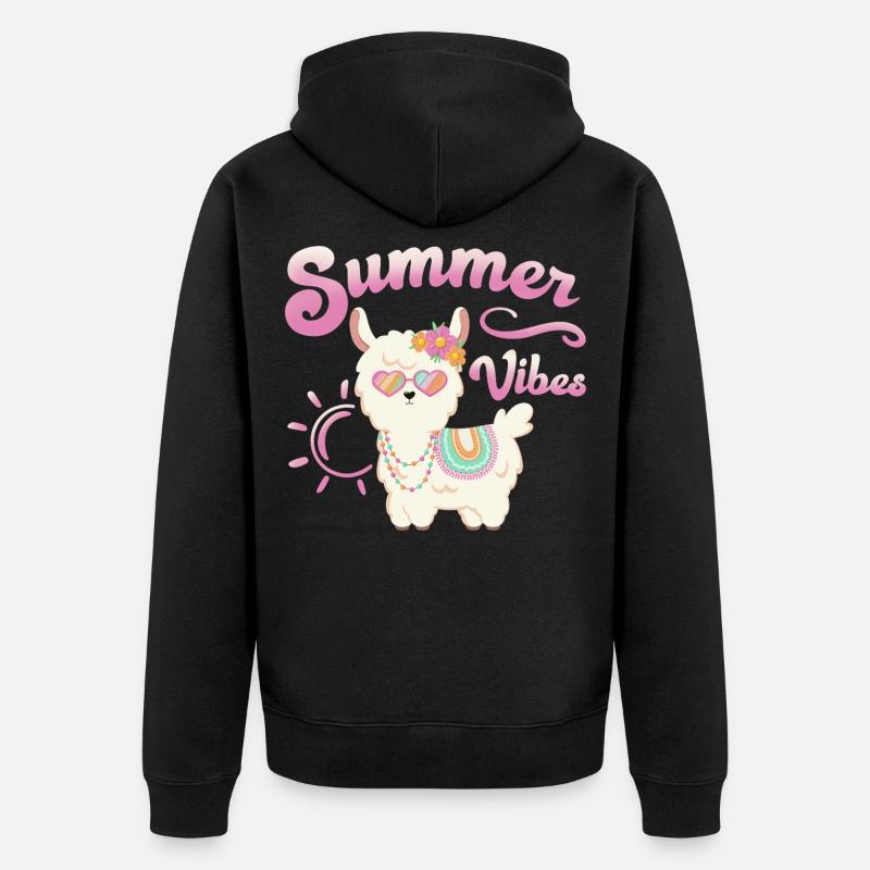 Lama Alpaga d’été - Summer Vibes - Veste à capuche bio Premium Unisexe - noir