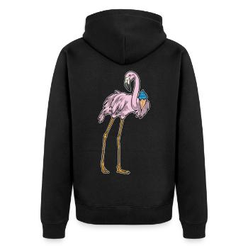 Flamingo Waffeleis - Unisex Premium Bio Zip Hoodie - Schwarz - Hinten - Nico (187cm)