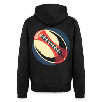 Rugby Ball Grafik - Unisex Premium Bio Zip Hoodie - Schwarz - Hinten - Nico (187cm)