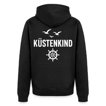Küstenkind - Unisex Premium Bio Zip Hoodie - Schwarz - Hinten - Nico (187cm)