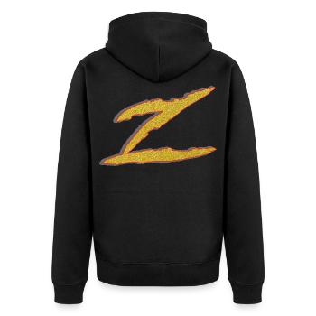 Lettre Z dorée - Veste à capuche bio Premium Unisexe - noir - Dos - Nico (187cm)