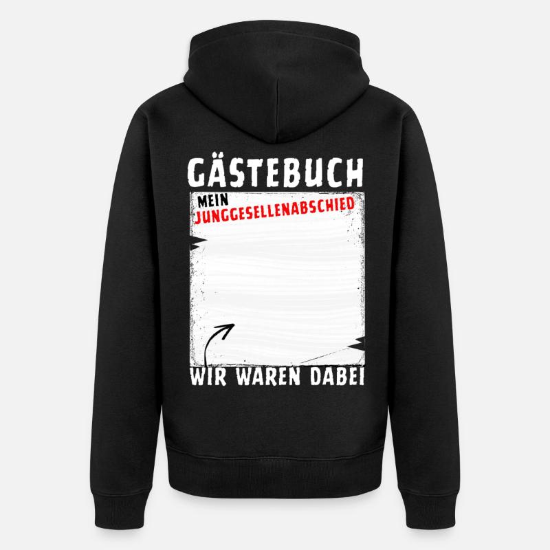 Gästebuch Junggesellenabschied - Unisex Premium Bio Zip Hoodie - Schwarz