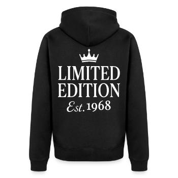 Limited Edition Est 1968 - Unisex Premium Bio Zip Hoodie - Schwarz - Hinten - Nico (187cm)