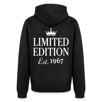 Limited Edition Est 1967 - Unisex Premium Bio Zip Hoodie - Schwarz - Hinten - Nico (187cm)