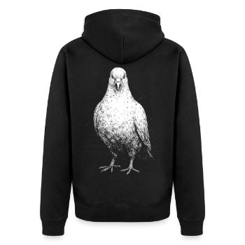 Eine Taube - Unisex Premium Bio Zip Hoodie - Schwarz - Hinten - Nico (187cm)
