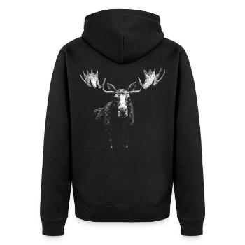 Elk - Unisex Premium Organic Zip Hoodie - black - Back - Nico (187cm)