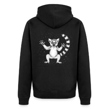 Lemur - Unisex Premium Bio Zip Hoodie - Schwarz - Hinten - Nico (187cm)