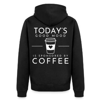 Coffee Mood La bonne humeur du jour - Veste à capuche bio Premium Unisexe - noir - Dos - Nico (187cm)