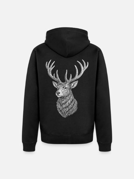 Deer - Unisex Premium Organic Zip Hoodie - black