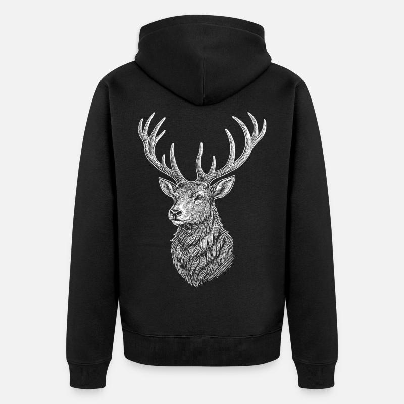 Deer - Unisex Premium Organic Zip Hoodie - black
