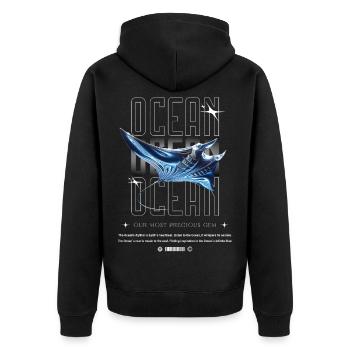 Trésor précieux de la Manta de l’Océan - Veste à capuche bio Premium Unisexe - noir - Dos - Nico (187cm)