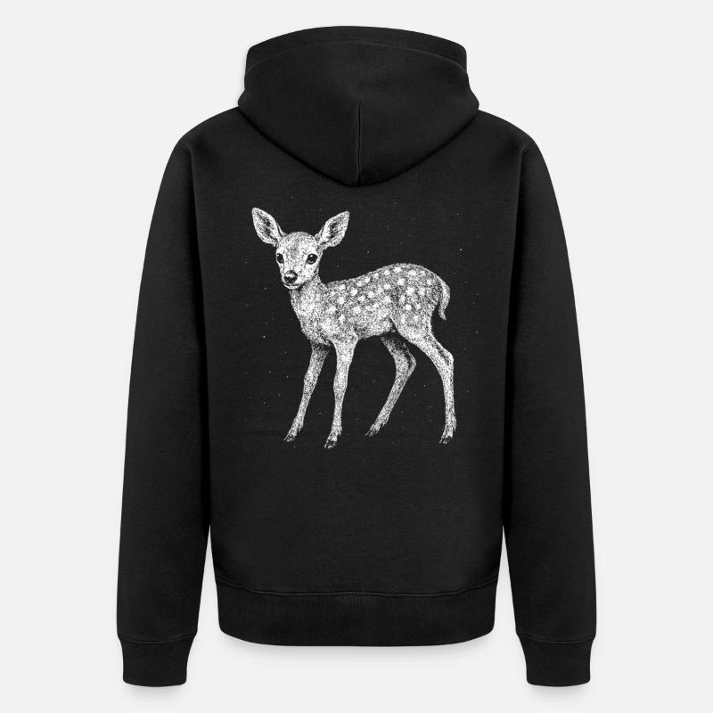 Rehkitz - Unisex Premium Bio Zip Hoodie - Schwarz