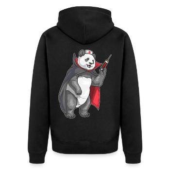 Panda Halloween Nurse - Unisex Premium Organic Zip Hoodie - black - Back - Nico (187cm)