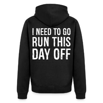 Ich muss heute frei laufen gehen - Unisex Premium Bio Zip Hoodie - Schwarz - Hinten - Nico (187cm)