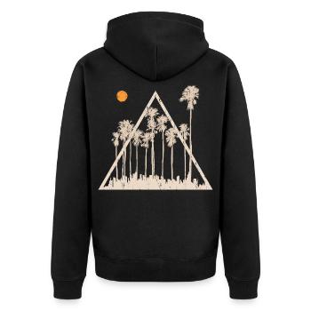 Palm Trees Tropical Summer Sunset Triangle - Unisex Premium Organic Zip Hoodie - black - Back - Nico (187cm)