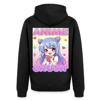 ANIME CRUSH ❤️ Kawaii Otaku Fan - Unisex Premium Organic Zip Hoodie - black - Back - Nico (187cm)