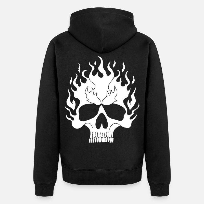 Crâne enflammé blanc - Veste à capuche bio Premium Unisexe - noir