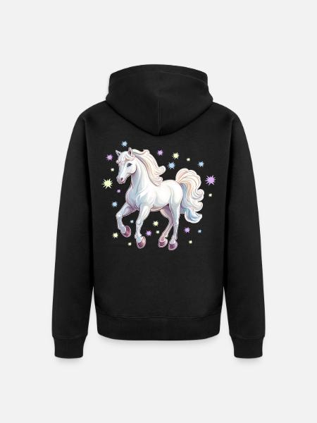 Horse with stars - Unisex Premium Organic Zip Hoodie - black