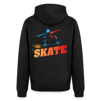 SKATE - Urban-Retro-Design - Unisex Premium Bio Zip Hoodie - Schwarz - Hinten - Nico (187cm)