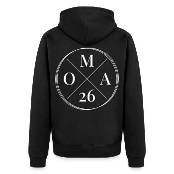 Oma 2026 - Unisex Premium Bio Zip Hoodie - Schwarz - Hinten - Nico (187cm)