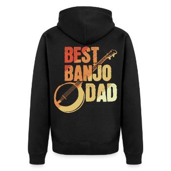 Banjospieler Vater - Unisex Premium Bio Zip Hoodie - Schwarz - Hinten - Nico (187cm)