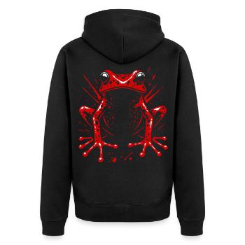 Frosch Erdbeerfrosch Roter Pfeilgiftfrosch - Unisex Premium Bio Zip Hoodie - Schwarz - Hinten - Nico (187cm)